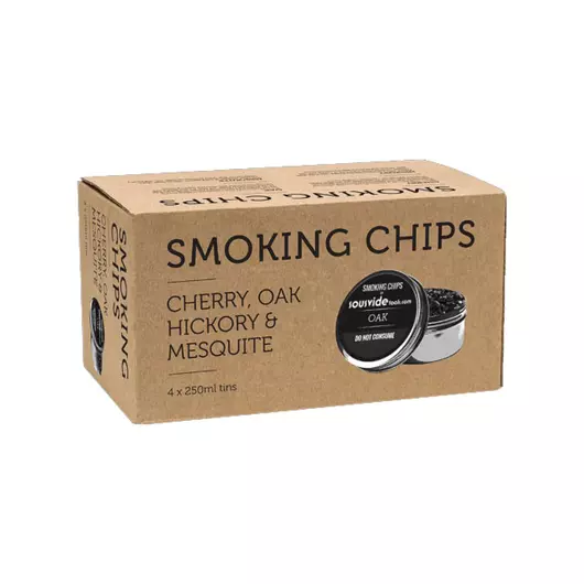 Hackschnitzel 4x250ml - Hickory, Eiche, Mesquite und Kirschholz