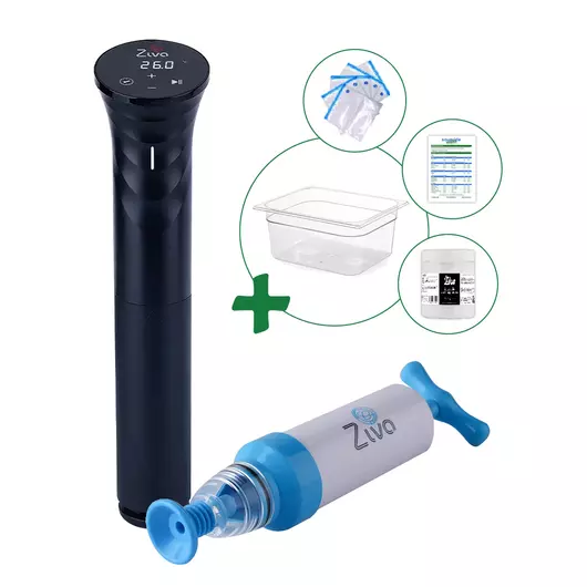 Paket – Ziva Savant + Handvakuumpumpe + Sous-Vide-Wasserschale + Ziploc-Beutel