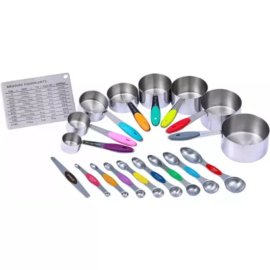 Ziva Luxus Edelstahl Messlöffel und Tassen Set (18-teilig)