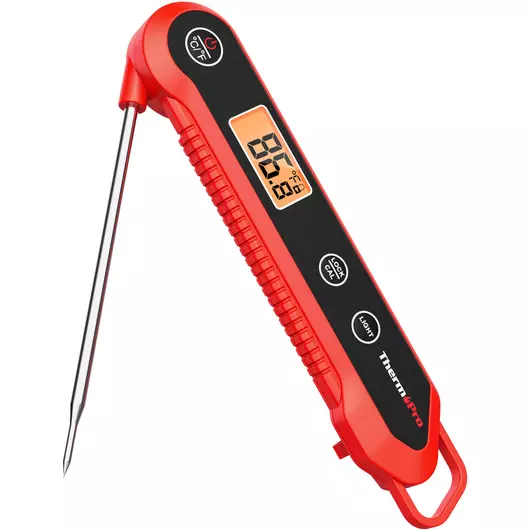 ThermoPro TP03H Digitales Lebensmittelthermometer mit Sofortanzeige, Hintergrundbeleuchtung und magnetischer Rückseite