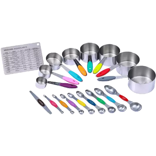 Ziva Luxus Edelstahl Messlöffel und Tassen Set (18-teilig)