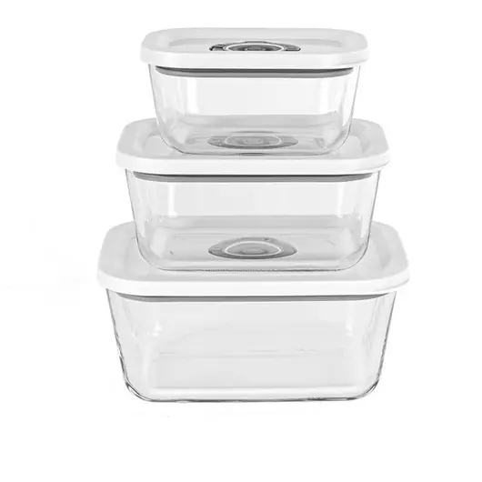 Rommelsbacher 3 Vakuum-Glasbehälter (350, 670, 1100 ml)